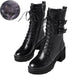 Martin Boots Woman Autumn and Winter Style Plus Velvet Warm Snow Boots Winter Boots Rivet Shoes Black Boots