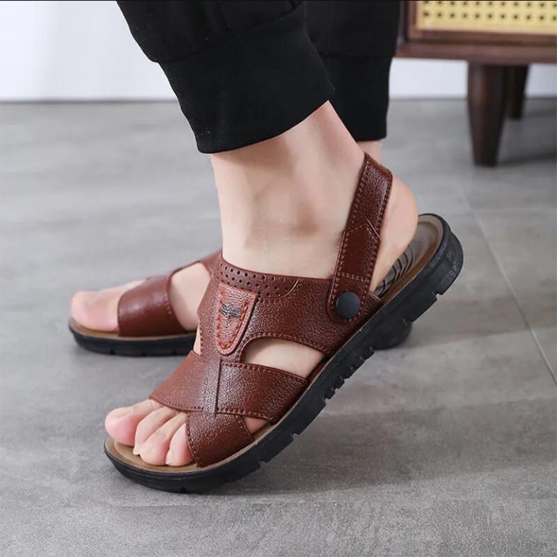 Summer Non-slip Men's Sandals and Slippers Open Toe Youth Beach Shoes Dual Purpose Sandals and Slippers