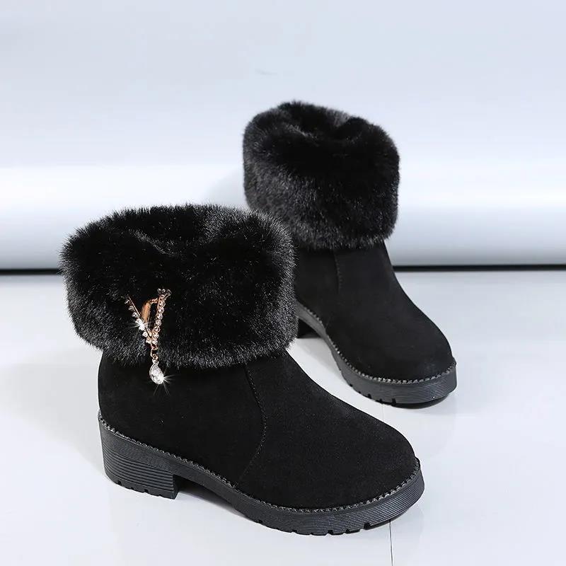 Snow Boots Women's Autumn and Winter Martin Boots Big Cotton Short Boots Women's Shoes Plus Velvet Thick Cotton Shoes