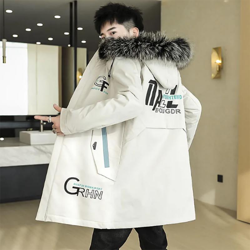 Large Size Men's Plus Velvet Thick Mid-length Cotton Coat Men's Autumn Warm Jacket Trend