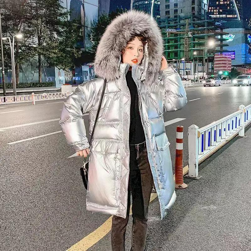 Disposable Bright Face Down Jacket Women's Mid-length White Duck Down Korean Style Loose Thick Winter Student Jacket