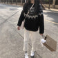 Autumn Winter Turtleneck Sweater Women Nordic Style Rhombic Grid Loose Thick Pullover Sweater Students All-match Bottoming Outer Wear Sweater
