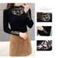 Knit Sweater Slim-fit Sweater Women Autumn and Winter Fashion Outer Wear Lace Collar Bottoming Shirt Young Women Long-sleeved Top