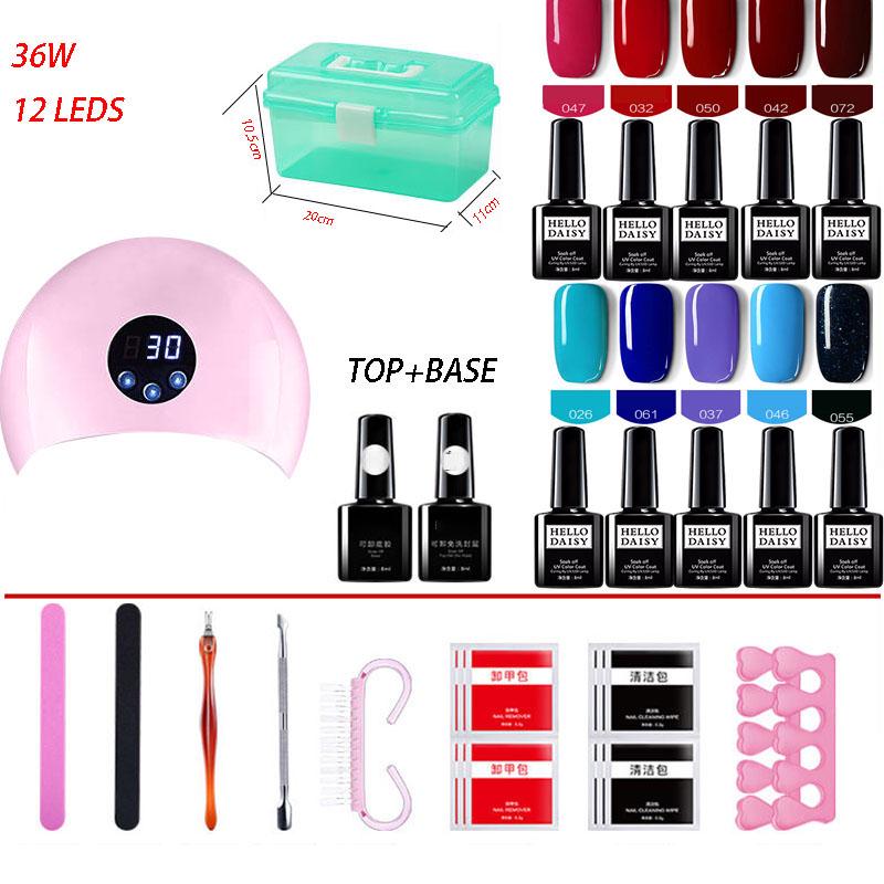 Nail Set 36W UV LED Lamp nail Dryer Nail Gel Polish Kit Manicure Set Nail Art Tools kit