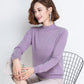 Autumn and Winter Loose Wild Cardigan Half High Neck Large Size Knitted Sweater Solid Color Comfortable Female Bottoming Shirt