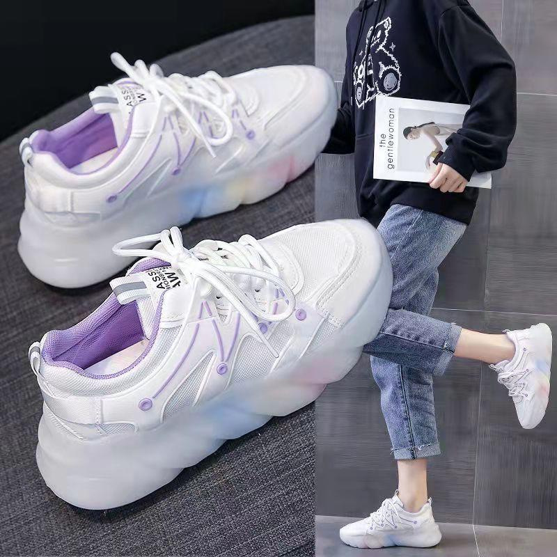 Women's Summer Sports Shoes Daddy White Shoes All-match Student Casual Running Shoes Light Casual Shoes Mesh Shoes