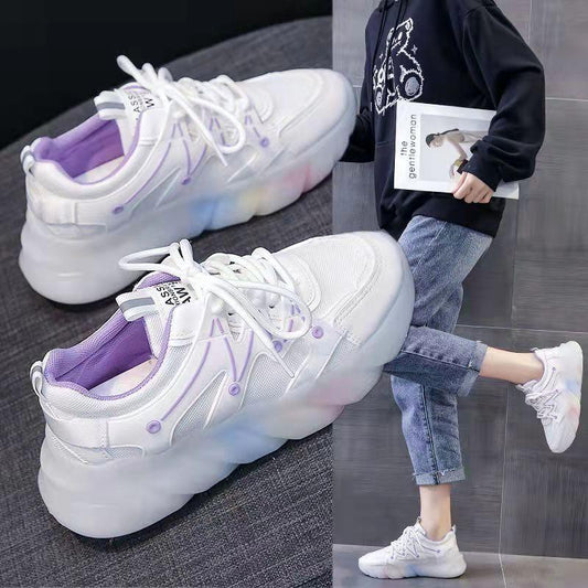 Women's Summer Sports Shoes Daddy White Shoes All-match Student Casual Running Shoes Light Casual Shoes Mesh Shoes