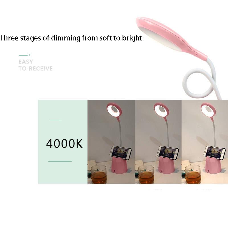 USB Rechargeable LED Desk Lamp Touch Dimming Adjustment Table Lamp for Reading Study Bedside Bedroom