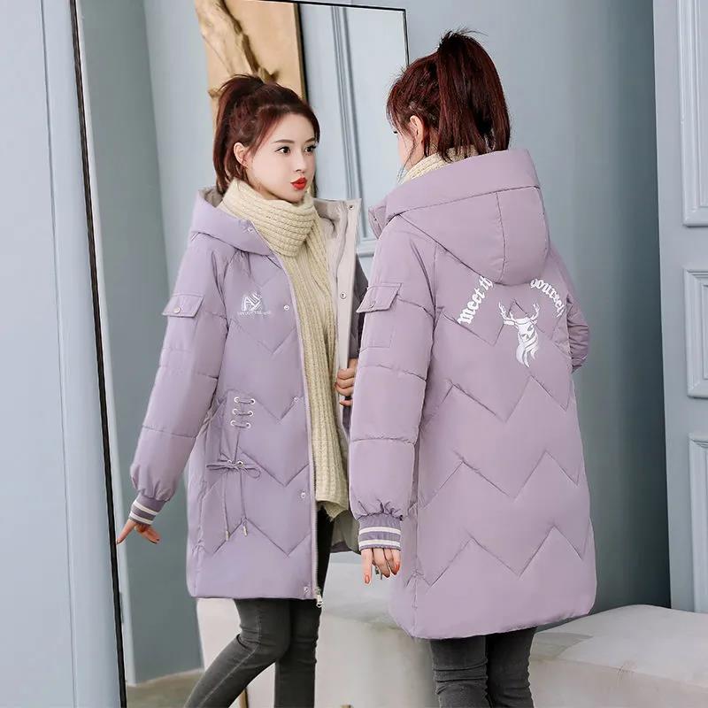 Down Cotton Bread Jacket Women's Mid-length Korean Cotton-padded Jacket Fashion Thick Cotton-padded Coat Loose Large Size Jacket