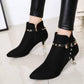 Women's Boots Pointed Toe Ankle Boots Thick Heel High Heels Shoes Woman Female Winter Boots