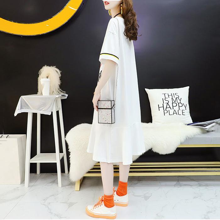 Balloon Ruffle Women's Summer Dress Short Sleeve Round Neck Printing  Daily Wear Office Dating Party