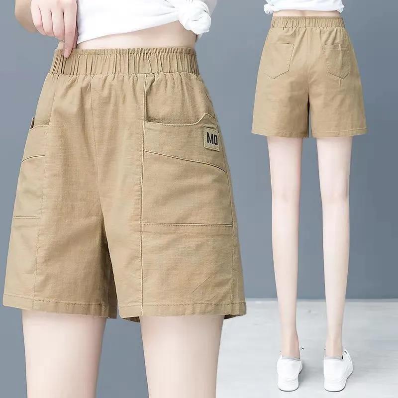 Summer Thin Elastic Waist Shorts Women Loose and Thin Straight Casual A-line Wide-leg Five-point Pants Women's Pants