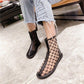Eugen Gauze Letter Printed Sandals Martin Boots Motorcycle Boots Flat Shoes Breathable Women's Shoes