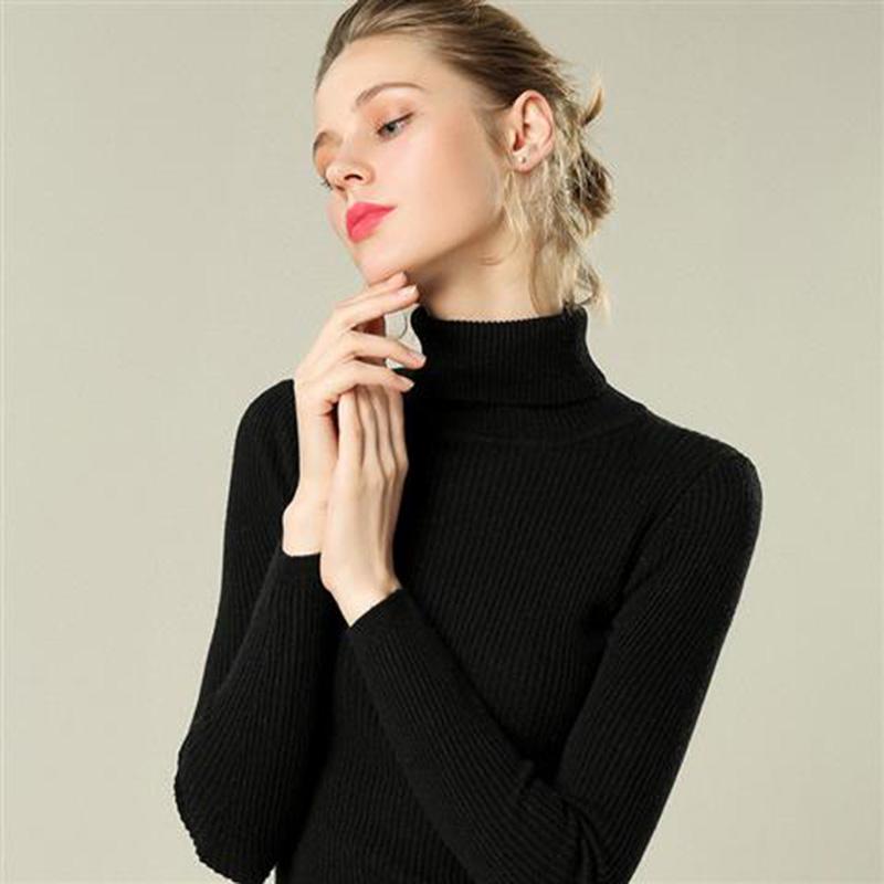 Warm Sweater High Collar Thick Sweater Female Autumn and Winter Sweater Long Sleeves