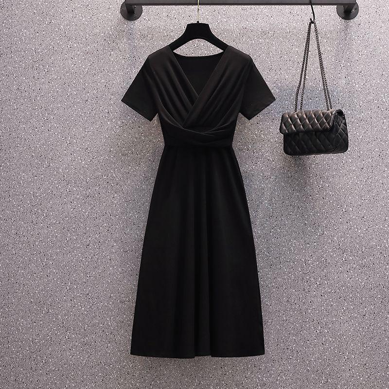Irregular Folds Sexy M-XXXXL Women's Summer Dress Short Sleeve V-Neck Knee-length Daily Wear Office Dating Party