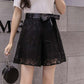 Lace Embroidered Bow Shorts Women Summer Korean Thin Wide-leg Short Pants A-line Bottoms Casual Temperament Shorts High Waist Temperament Short Pants