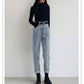 High-waisted denim wide-leg pants women's loose drooping summer new style retro straight pants