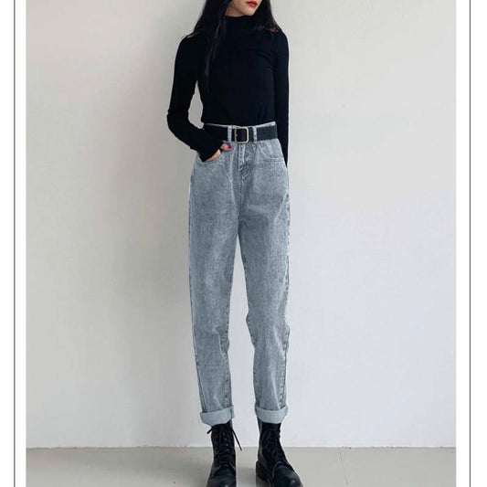 High-waisted denim wide-leg pants women's loose drooping summer new style retro straight pants