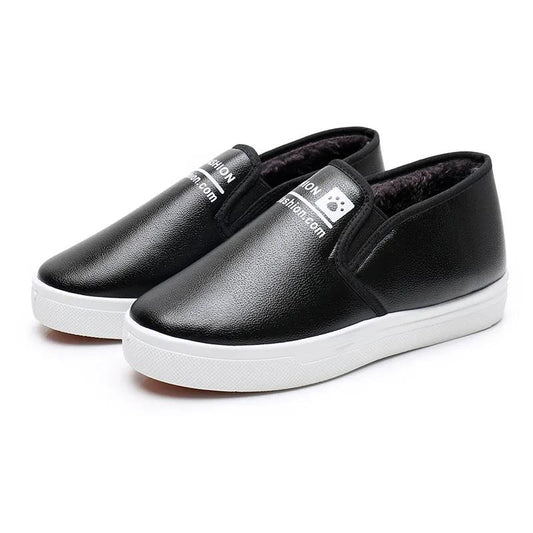 Cotton Shoes Women's Winter Waterproof Thickened Plus Suede Leather Winter Thick-soled Non-slip Casual Warm Flat Shoes