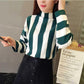 Striped Turtleneck Pullover Women Winter Thick Sweater Contrast Korean Knitwear Knitted Sweater Top