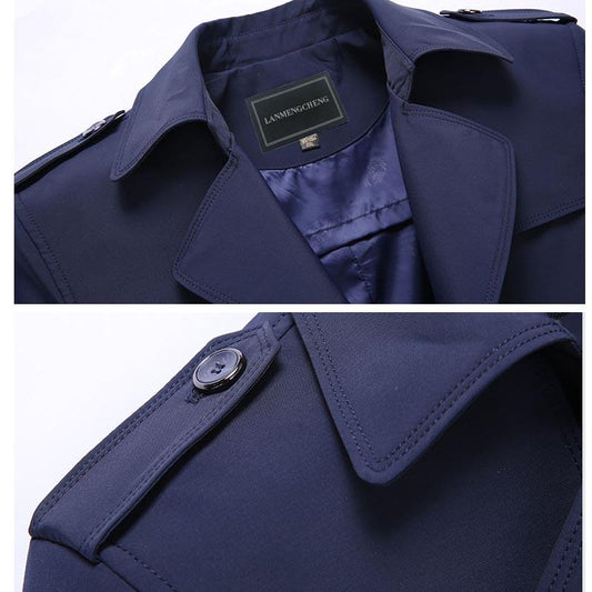 Windbreaker Men's Autumn and Winter Mid-length Woolen Coat Plus Size