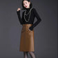 Female Autumn  Winter Leather Skirt High Waist Slim Wrap Skirt PU Leather Knee-length Bodycon Pencil Skirt