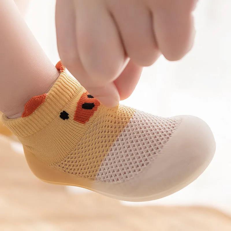 Baby Prewalkers Shoes Baby Girls Boys Spring Summer Soft Sole Indoor Sock Shoes Anti-slip Cute Cartoon Casual Breathable Flat Shoes