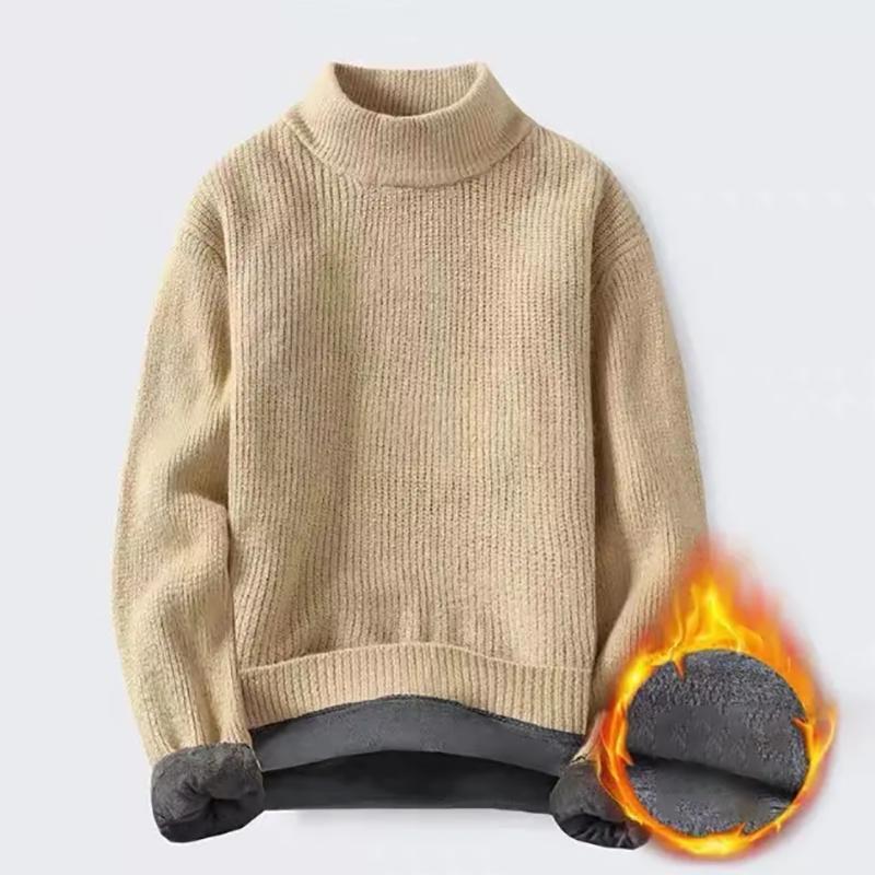 Autumn Sweatshirts for Men Youth Round Neck Warm Knit Sweater Half High Neck Sweater Men