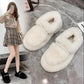 Hairy Pearl Casual Flat Shoes Shoes Women's Outer Wear Warm Soft Cotton Shoes Casual Peas Shoes Plus Velvet Platform Moccasin Shoes