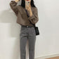 Autumn and Winter All-match Long-sleeved Pullover Girl Student Short Loose Bottoming Coat Coat Sweater