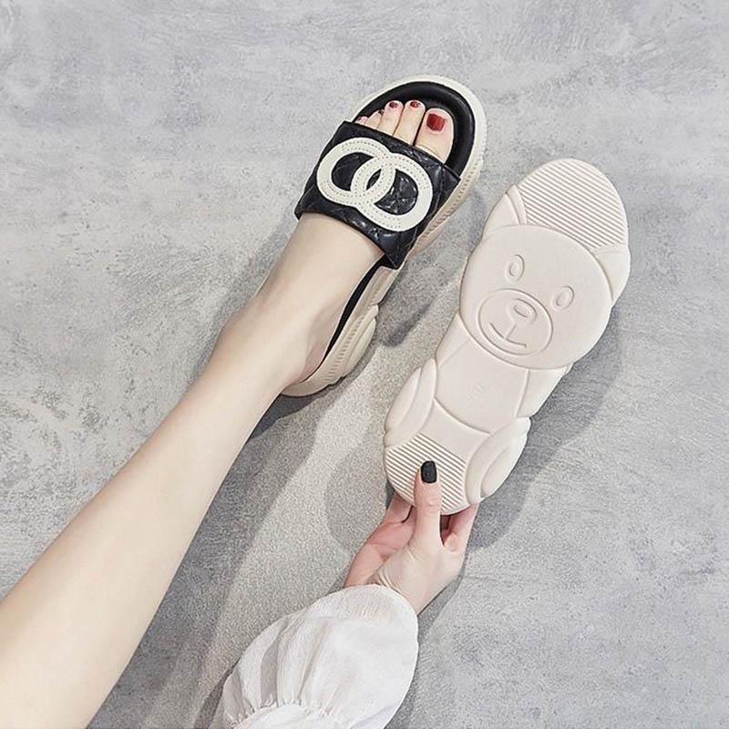 Plus Size 35-40 Women Pu Slippers Outdoor Flat Bohemian Beach Wear-resistant Non-slip Office Lady Sports Thick BottomSandals