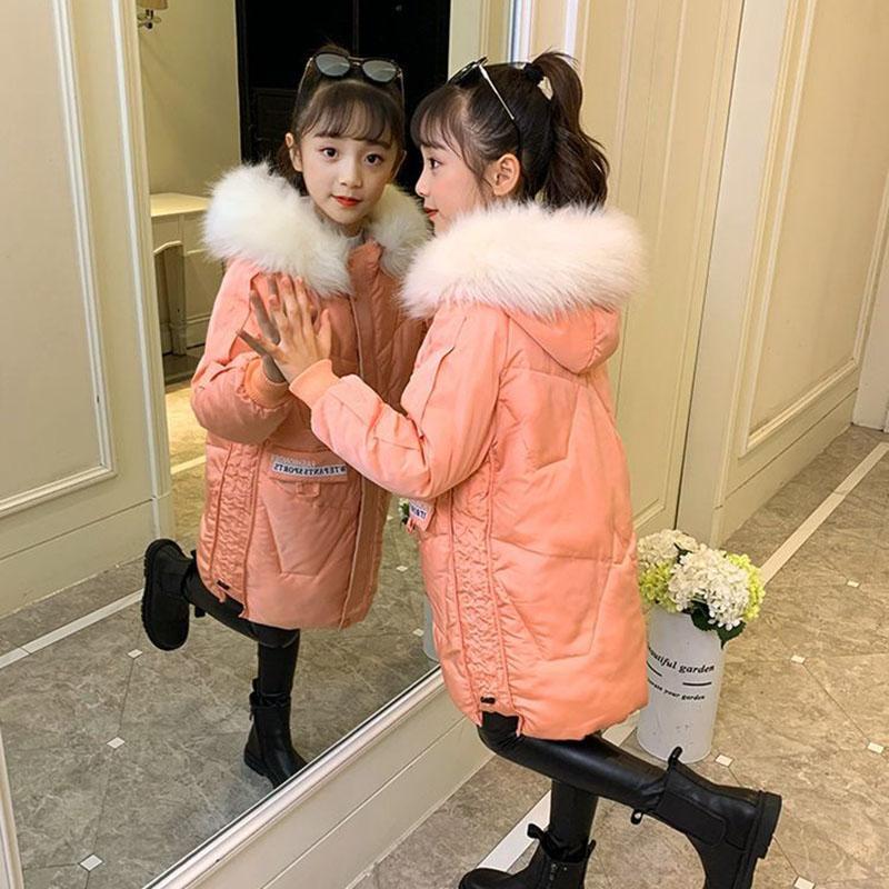 Girls' Windproof Coat Winter Mid-length Thick Warm Quilted Jacket Children's Korean Jacket