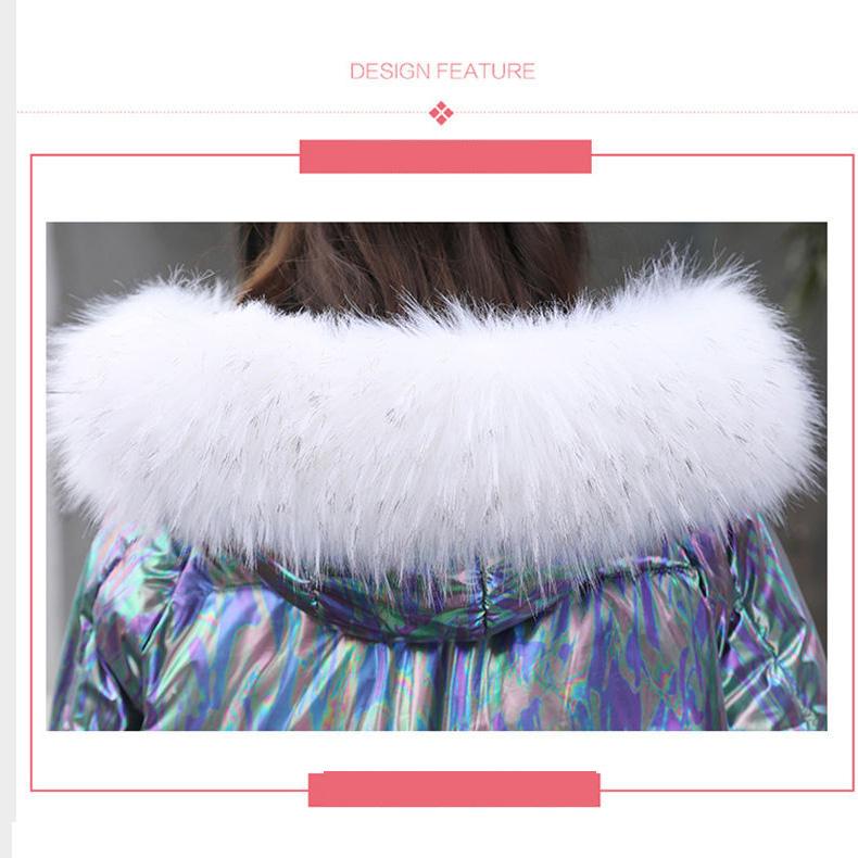 Bright Color Bright Cotton Coat Women 2 Color-changing Cotton Coat Thick Stand-up Collar Mid-length Coat