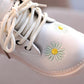 Children's Martin Boots Girls Autumn Little Fresh Sewing Flowers Princess Boots Children Solid Color Casual Short Boots