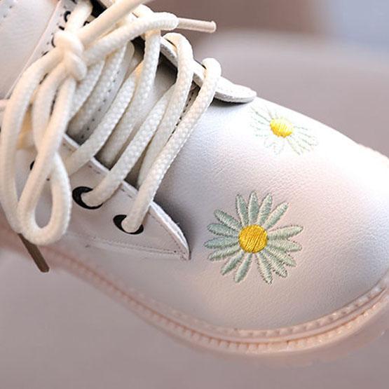 Children's Martin Boots Girls Autumn Little Fresh Sewing Flowers Princess Boots Children Solid Color Casual Short Boots