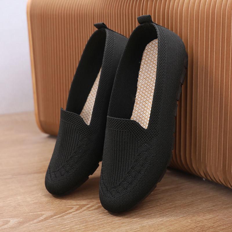 Soft-soled Non-slip Single Shoes for The Elderly Breathable Flying Woven Mesh Shoes Casual Versatile Middle-aged and Elderly Shoes