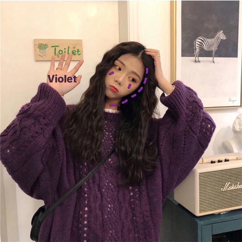 Spring   Autumn Women's Loose Casual Fashion Pullover Jacket Knitwear Top Mid-length Outer Sweater
