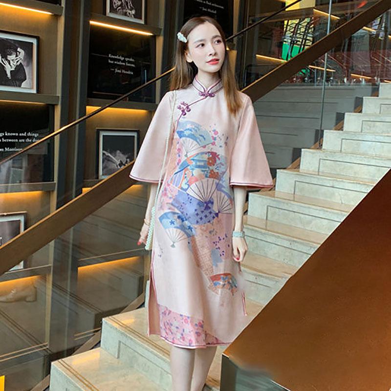 Cheongsam Spring Improved Version Big Sleeve Sweet Retro Young Girl Chinese Style Dress Female