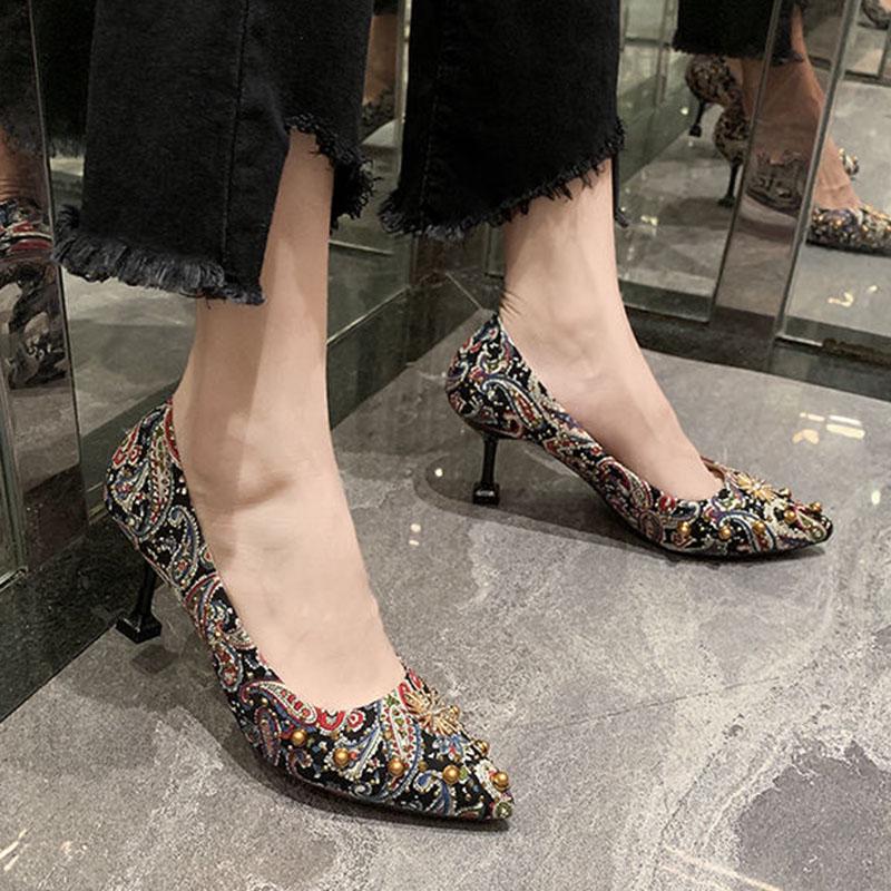 Plus Size 35-39 Summer Women Bohemian Prom High Heels Wear-resistant Non-slip Office Lady Sandals Bridal Shoes