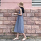 Summer Ruffled Elasticated Shoulder Slash Neck Plaid Strap Dress Mid-length Girls Dress