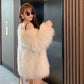 Winter and Spring Fashion Imitation Raccoon Fur Woven Fur Coat Female Mid-length Haining Fur Coat