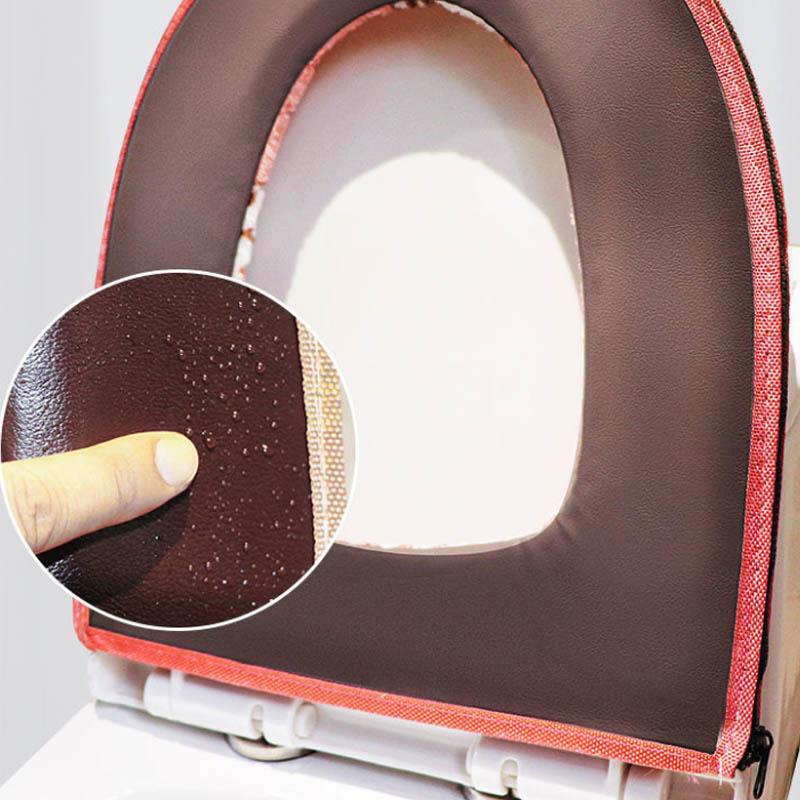 Thickened Toilet Cushion Household Autumn and Winter Plush Universal Toilet Cover Toilet Cover Zipper Red and Green Lattice Toilet Seat Can Be Washed