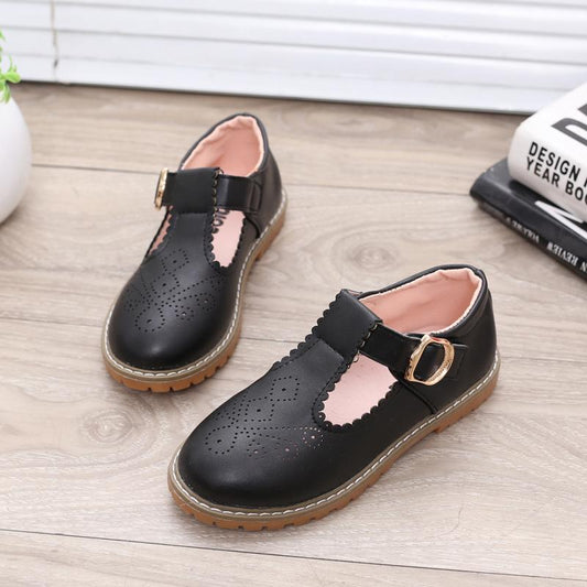Girl's Soft Soled Hollow Out Breathable Single Shoes Girls' Non Slip Solid Color Princess Shoes