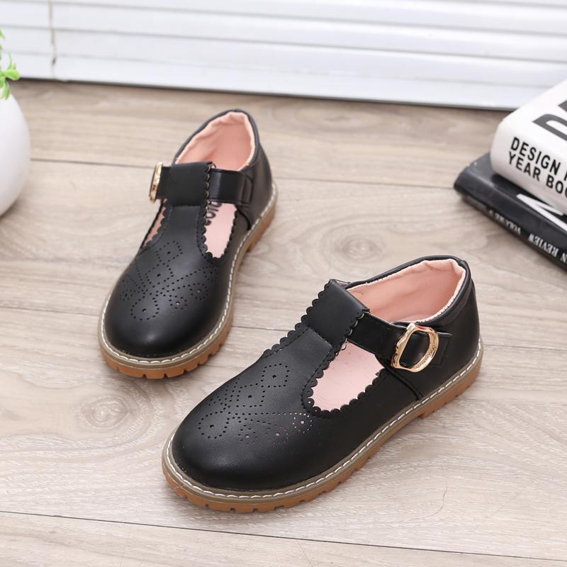 Girl's Soft Soled Hollow Out Breathable Single Shoes Girls' Non Slip Solid Color Princess Shoes