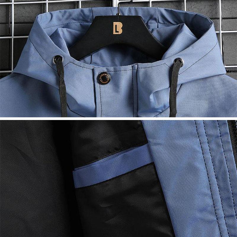 WTEMPO Men Gradient Jacket Spring Hooded Top Waterproof Windbreaker Casual Comfort Work Coat