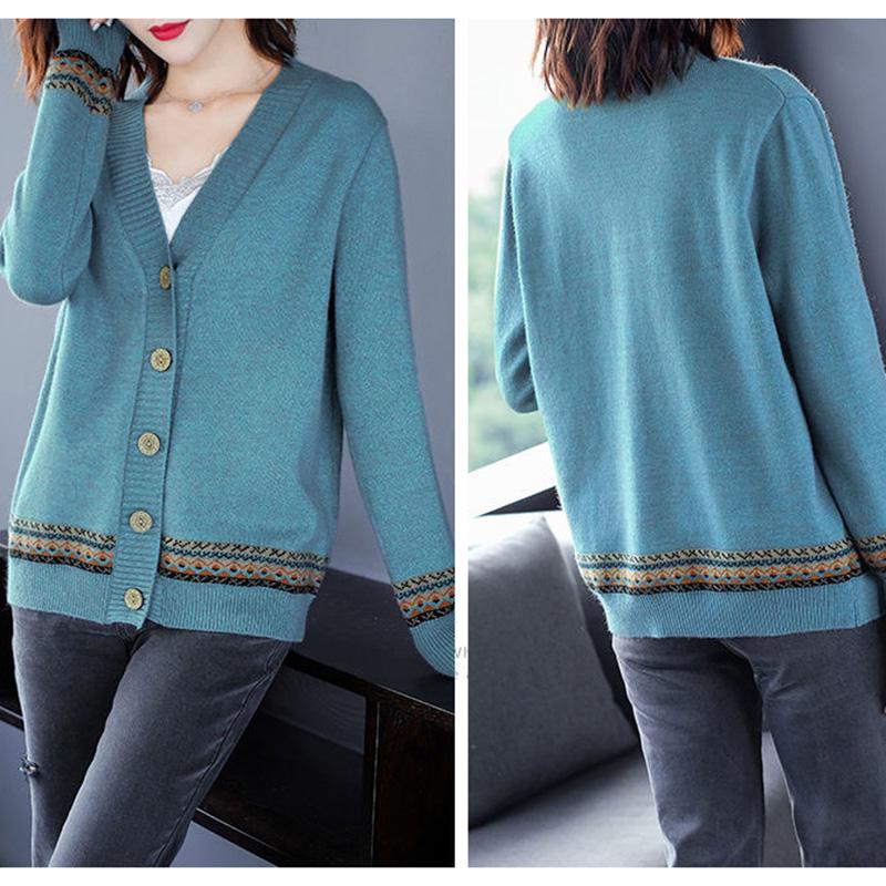 Autumn and Winter Style Korean Loose Knitted Cardigan Button Long-sleeved Sweater Fashion Coat Women