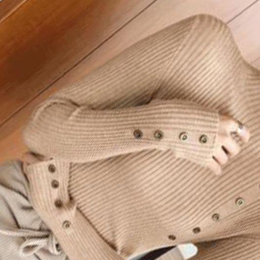 Spring and Autumn Thin Bottoming Shirt Casual Long-sleeved Short-sleeved Sweater Women's Slim Slimming Half-high Collar Buttoned White Sweater Top