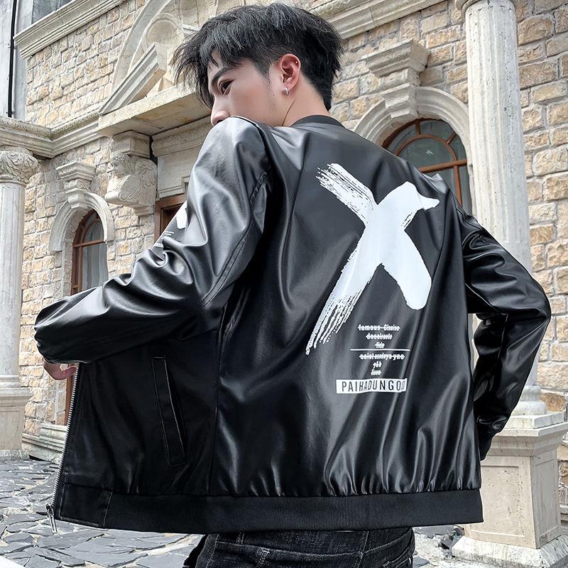Slim Leather Jacket Trend All-match Jacket Large Size Casual Leather Men's Clothing