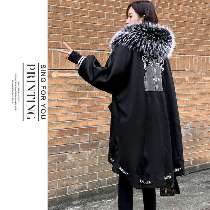 Winter Mid-length ParkasThe Korean Version of Loose Fur Collar Jacket Personality Down Padded Jacket for Woman