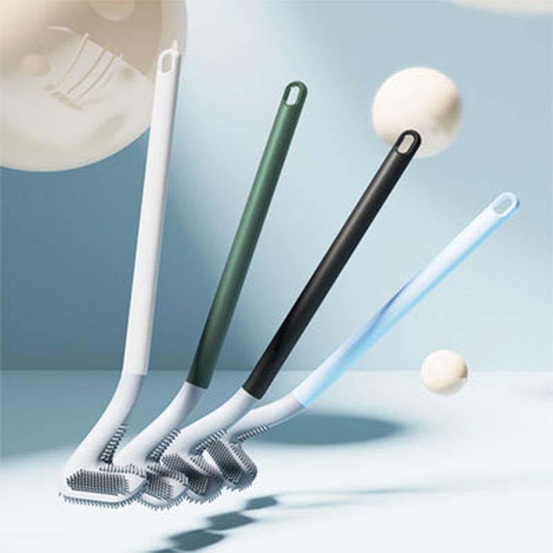 Long Handle Toilet Cleaning Brush Silicone Toilet Brushes for Bathroom Toilet Cleaning Brush Bendable Silicone Brush Head